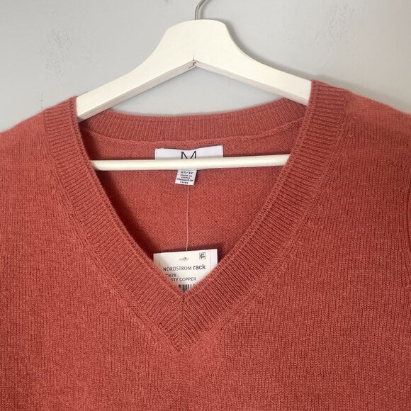 Magaschoni Cashmere V-Neck Sweater Size XS in Dusty Copper Winter Warm - Picture 3 of 10